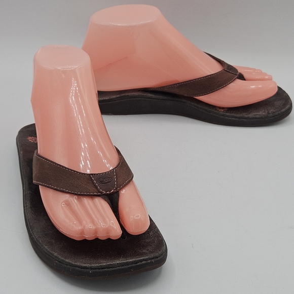 Chaco lowdown brown leather flipflop  size 6 - Picture 5 of 16